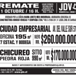 Remates: Semana del 01 de Octubre hasta el 07 de Octubre del 2018