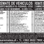 Remates: Semana del 10 de Diciembre hasta el 16 de Diciembre del 2018