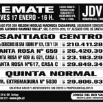 Remates de semana del 14 de Enero al Domingo 20 de Enero de 2019